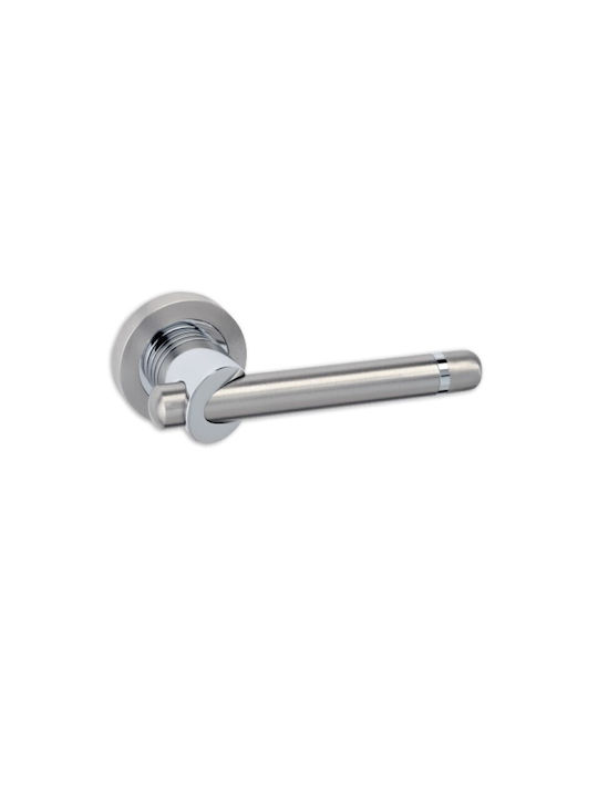 Best Design Lever Middle Door with Rosette 030574 Pair with Rosette Nickel Matt