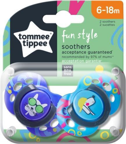 Tommee Tippee Fun Style Pacifiers Silicone Puppies - N/A for 6-18 months 2pcs
