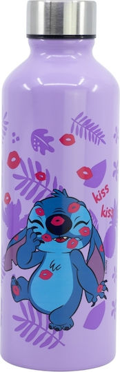 Stor Palms and Kisses Kids Water Bottle Made of Aluminium Stitch with Straw Multicolour 755ml