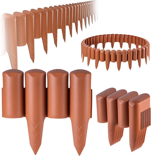 Kadax Garden Edging Border Fence 2.5m Lawn Edging Terracotta Plastic