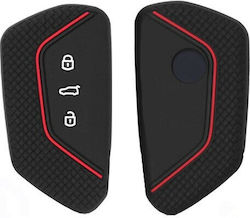 Θήκη Κλειδιού από Σιλικόνη με 3 Κουμπιά για VW / Seat / Skoda σε Μαύρο Χρώμα