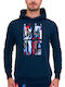 Sweatshirt with Hood Dark Blue, Red