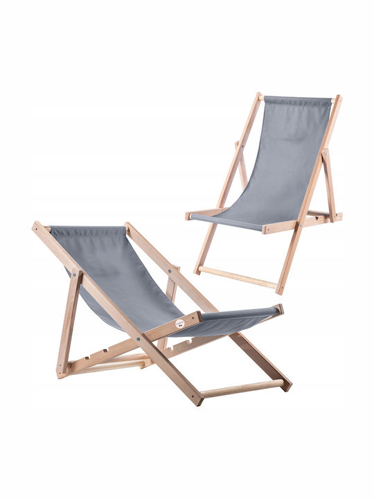 Liegestühle Holz mit Gray Stoff 2Stück