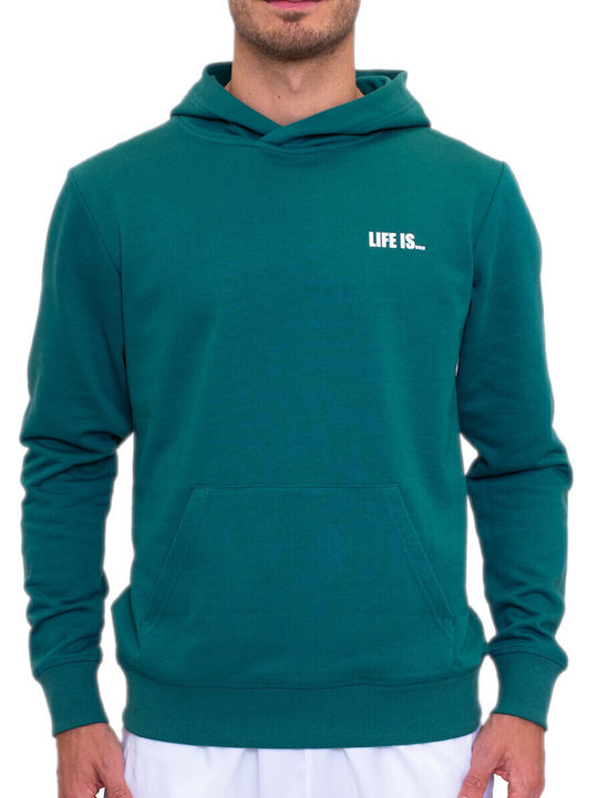 Φούτερ με Κουκούλα Dark Green