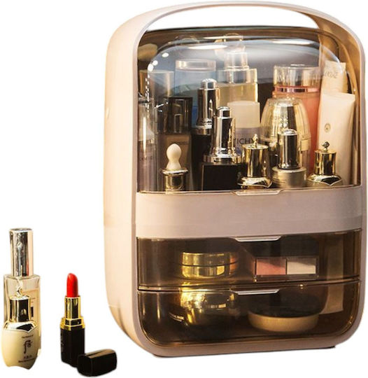 Organizator Cosmetice Cu Sertare Și Separatoare Roz 36x28x18cm
