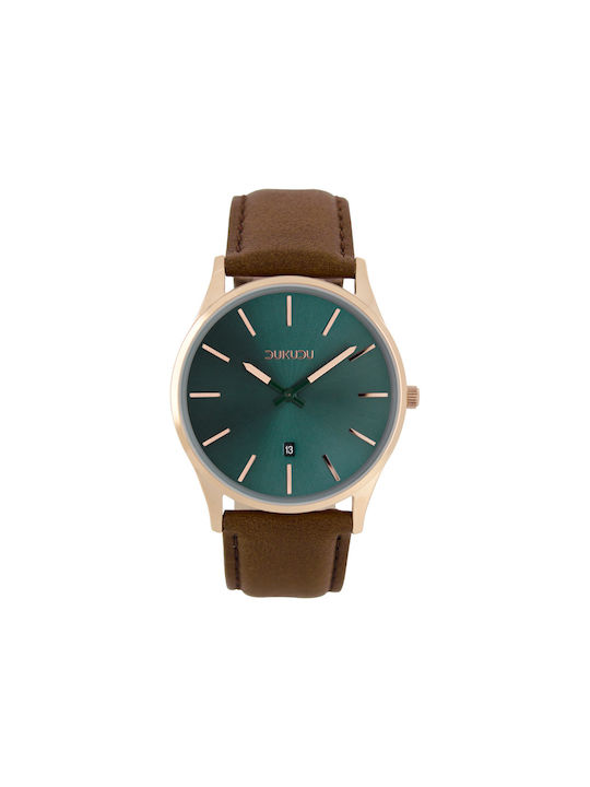 Dukudu Watch with Brown Leather Strap