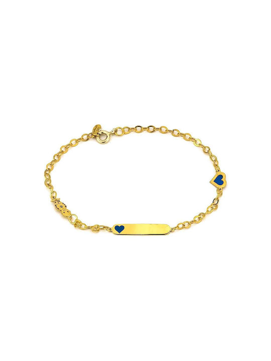 Goldsmith Gold Identity Bracelet K14 Boy Heart Blue Little Boy Yellow Gold