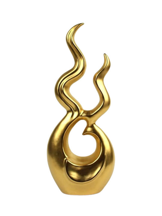 Ceramic Decorative Sculpture Flame Gold Matte 16.5x9x44.50cm Mg5035