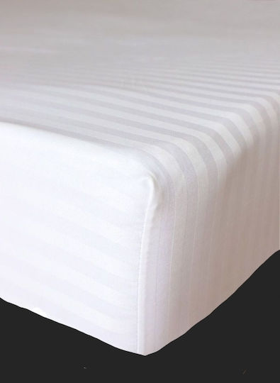 Cearșaf Dublu cu Elastic 150x200+35cm. Alb