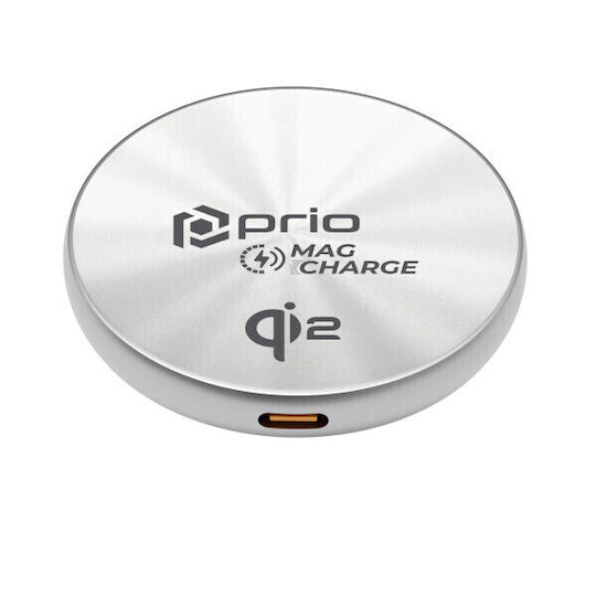 Prio Wireless Charger (Qi Pad) 15W Silver
