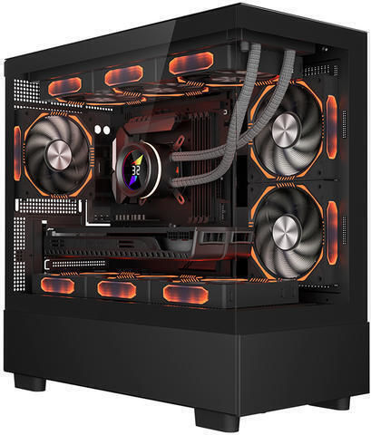 1STPLAYER MIKU Mi5 Gaming Mini-Turm Computergehäuse mit Seitenfenster Schwarz