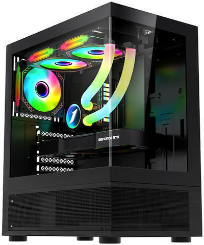 1STPLAYER MIKU Mi7-A Геймърско бюро Midi Tower Компютърна кутия със страничен прозорец и RGB осветление Черен