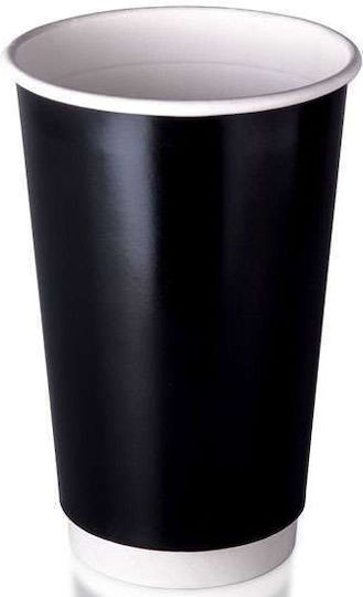 THalassinos Disposable Cup Paper Double Wall Black 480ml 25pcs