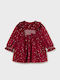 Children's Dress Long Sleeve Velvet Cherry