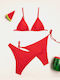 Dreiteiliges Rotes Triangle-Bikini-Set