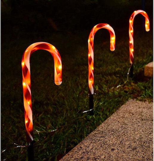 Iluminată De Crăciun Plastică Figurină Candy Alb Înălțime 28cm.