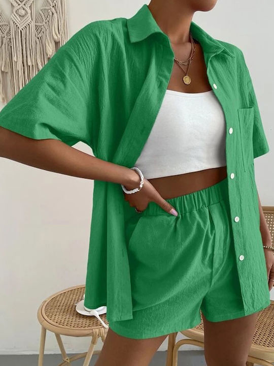 Short-Sleeve Shirt and Shorts Set Green