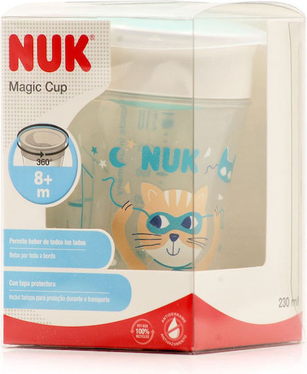 Nuk Παιδικό Ποτηράκι Magic Cup από Πλαστικό Λευκό Cat 230ml για 8m+