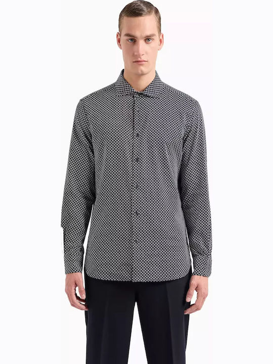 Emporio Armani Langärmlig Baumwolle Hemd Black