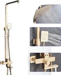 Brushed Gold Shower Combo Set 8 Inch Rainfall Head Wall Mounted Mixer Tap 8 Inch Brushed Gold Shower Combo Set 8 Inch Rainfall Head Wall Mounted Mixer Tap 8 Inch