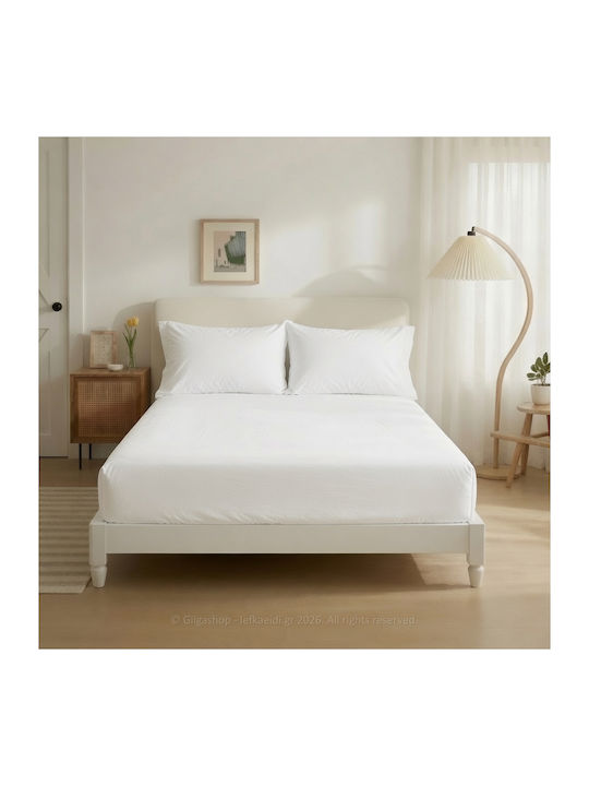 Casa Colori Cearșaf Semi Dublu cu Elastic 120x200+30cm. Alb