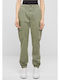 Women's Fabric Cargo Trousers Pale Green