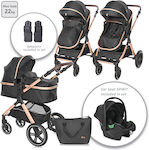 Lorelli Viola 3 in 1 Adjustable 3 in 1 Baby Stroller Suitable for Newborn Black Diamonds 13kg