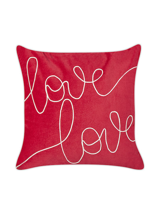 Decorative Pillow Embroidery Cotton Red Siderasis 45 X 45 Cm