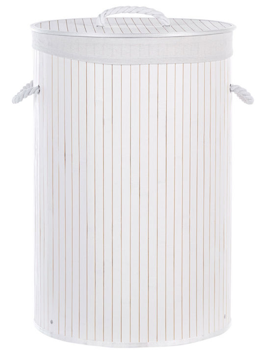 Beliani Laundry Basket Bamboo with Cap White