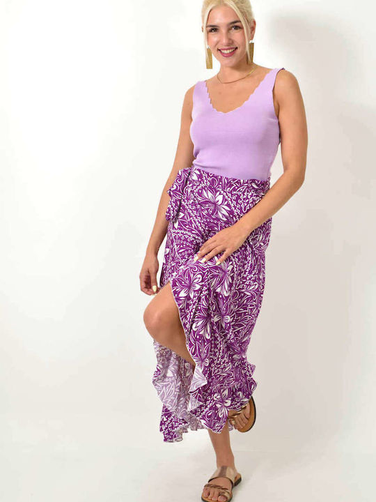 First Woman Fustă Maxi Plic Floral Purple