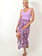 First Woman Maxi Envelope Skirt Floral Purple