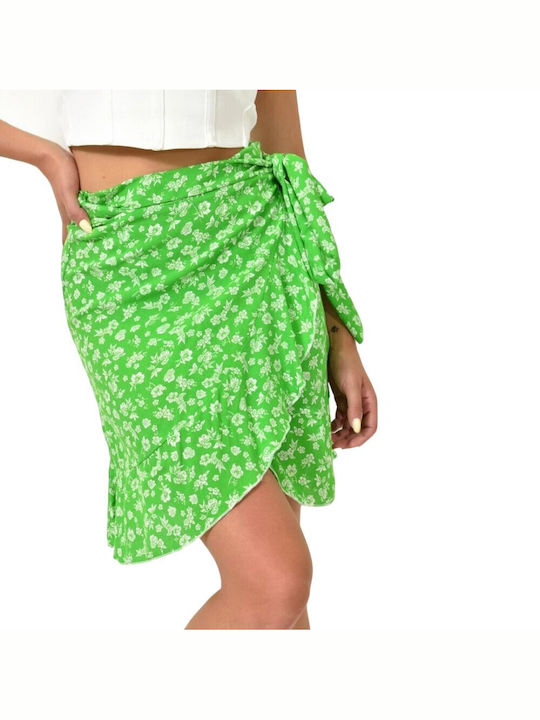 First Woman Envelope Skirt Floral Green