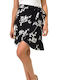 First Woman Envelope Skirt Floral Black