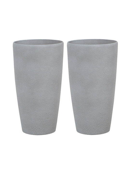 Beliani Set 2 Ghivece de Flori Din Plastic Gri