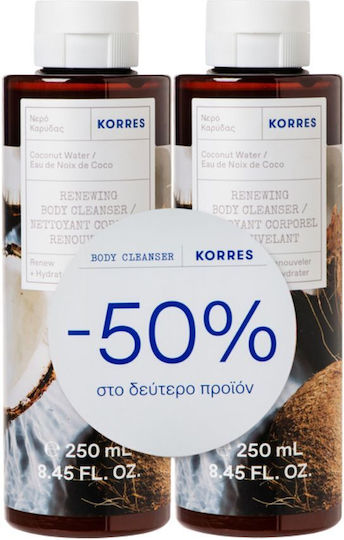 Korres Coconut Water Αφρόλουτρο σε Gel με AHA & Άρωμα Καρύδα 2x250ml