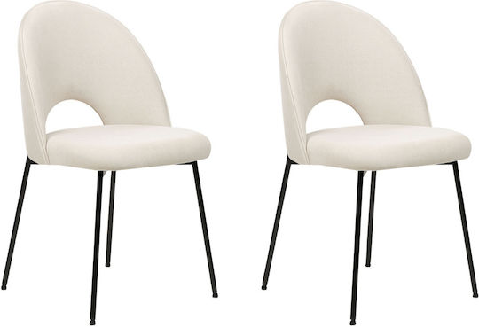 Dining Chair Set 2 Light Beige Fabric Covelo