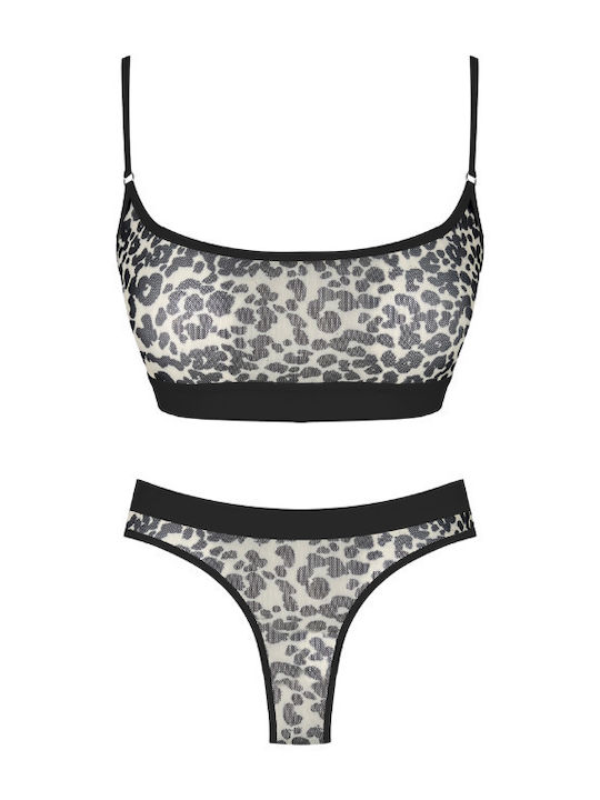 CottonHill Underwear Set with Sports Bra & String LEOPAR