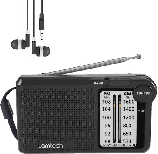 Lamtech 2 Band Φορητό Ραδιόφωνο Επαναφορτιζόμενο Μαύρο
