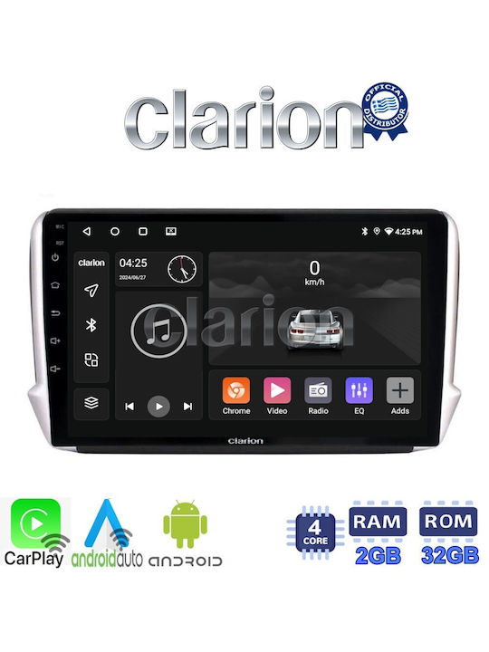 Clarion Ηχοσύστημα Αυτοκινήτου για Peugeot 208 2012> (Bluetooth/USB/WiFi/GPS/Apple-Carplay/Android-Auto) με Οθόνη Αφής 9"