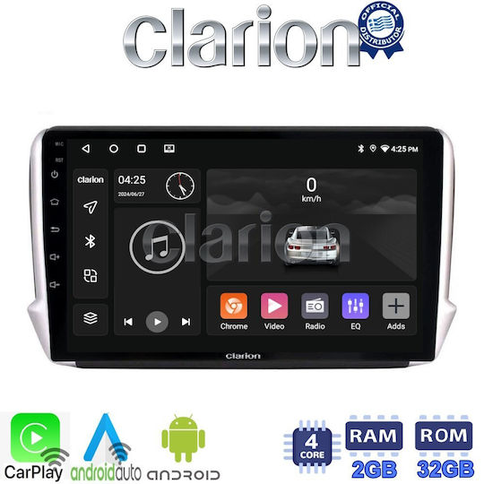 Clarion Ηχοσύστημα Αυτοκινήτου για Peugeot 208 2012> (Bluetooth/USB/WiFi/GPS/Apple-Carplay/Android-Auto) με Οθόνη Αφής 9"