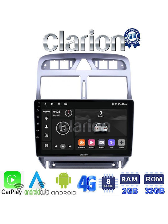 Clarion Auto-Audiosystem für Peugeot 307 2001-2008 (Bluetooth/USB/WiFi/GPS/Apple-Carplay/Android-Auto) mit Touchscreen 9"