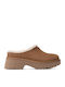 New Heights Cozy Clog Closed Leather Women's Slippers Brown