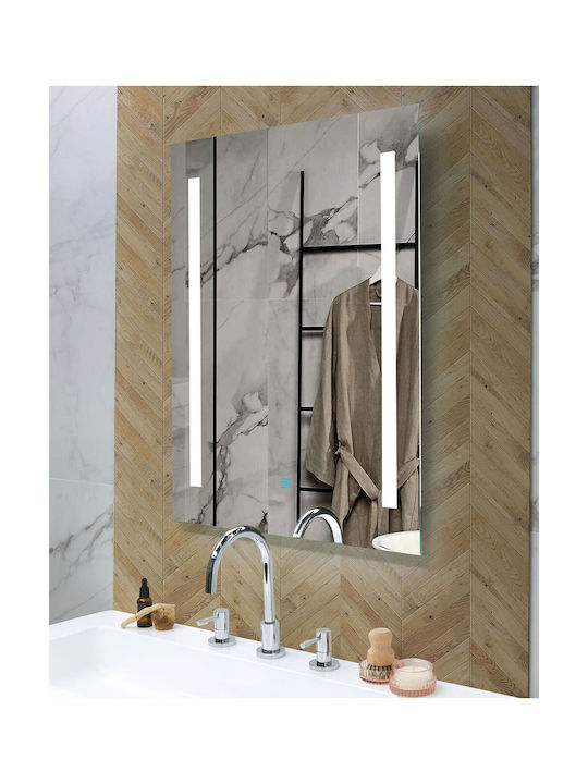 Led Wall Mirror 60 X 80 Cm Silver Martinet
