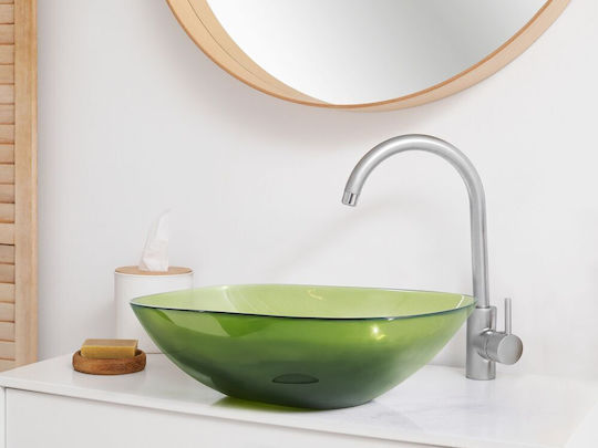 Beliani Επικαθήμενος Νιπτήρας Πορσελάνης 54x36cm Green Beliani Επικαθήμενος Νιπτήρας Πορσελάνης 54x36cm Green