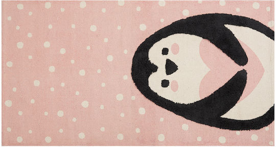Cotton Children's Rug Penguin Motif 80 X 150 Cm Pink Pengkol
