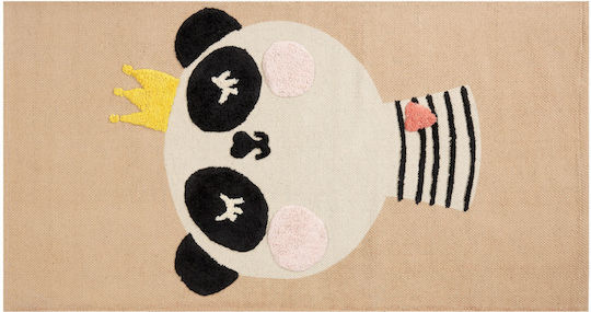 Kinderteppich Baumwolle Panda-Motiv 80 x 150 cm Beige Bunan