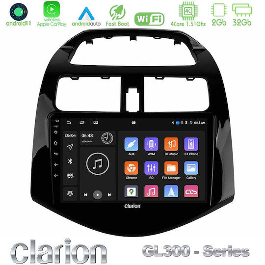 Clarion Car Audio System for Chevrolet Spark 2009-2015 (Bluetooth/USB/WiFi/GPS/Apple-Carplay/Android-Auto) with Touch Screen 9"