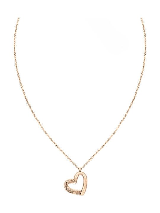 Calvin Klein Heart Halskette mit Design Herz aus Vergoldet Stahl