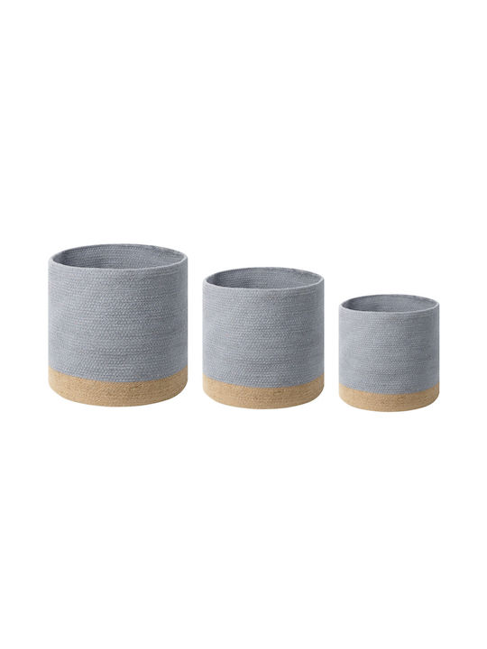 Set 3 Coșuri din Bumbac Gri Bej Basima