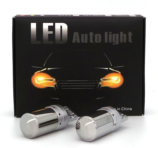 Led Bulbs 2x 7440 W21w 12-24v Canbus Orange Premium